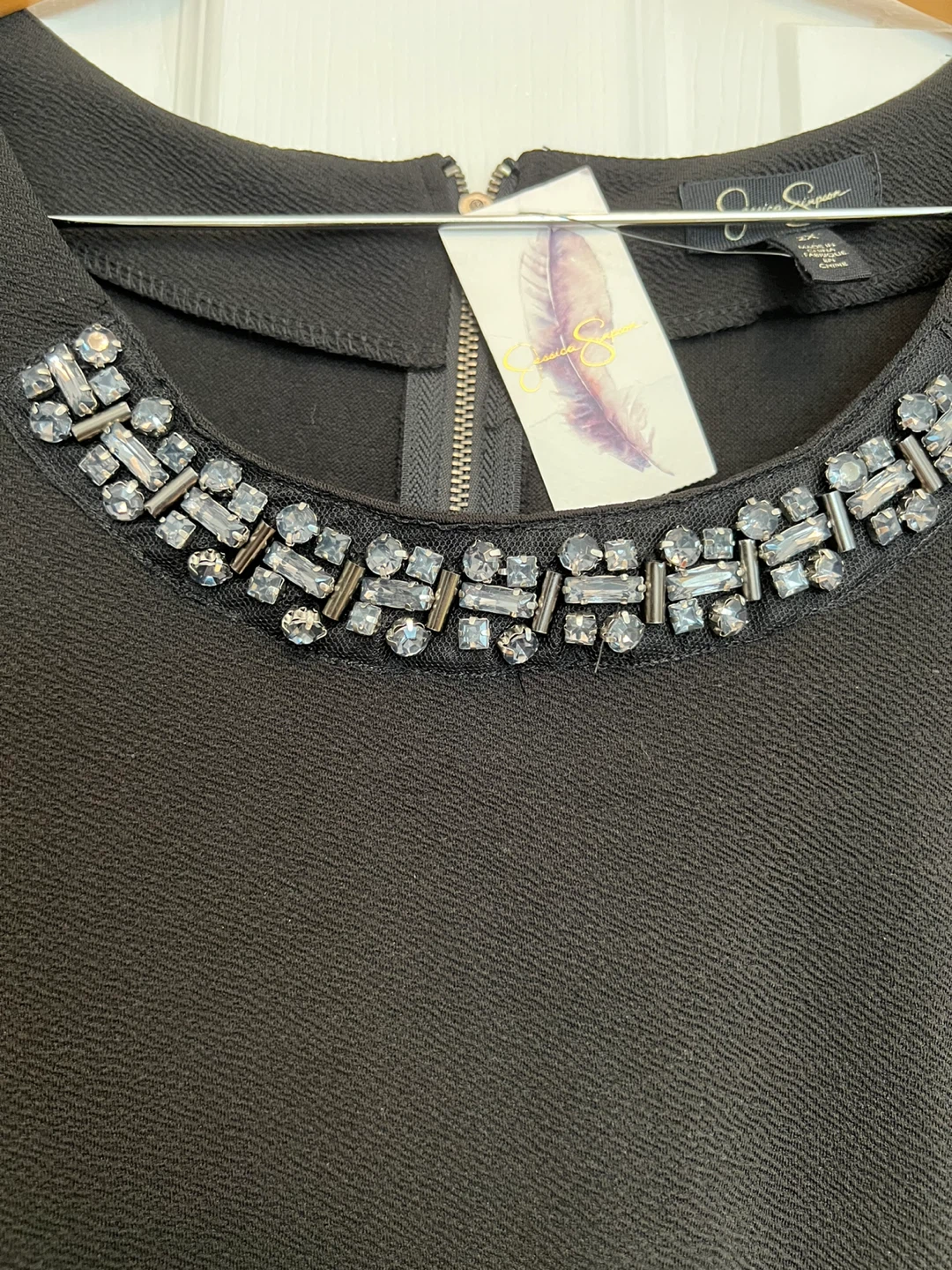 (New) Jessica Simpson Black Embellished Collar Dress - Size 2X - photo 3