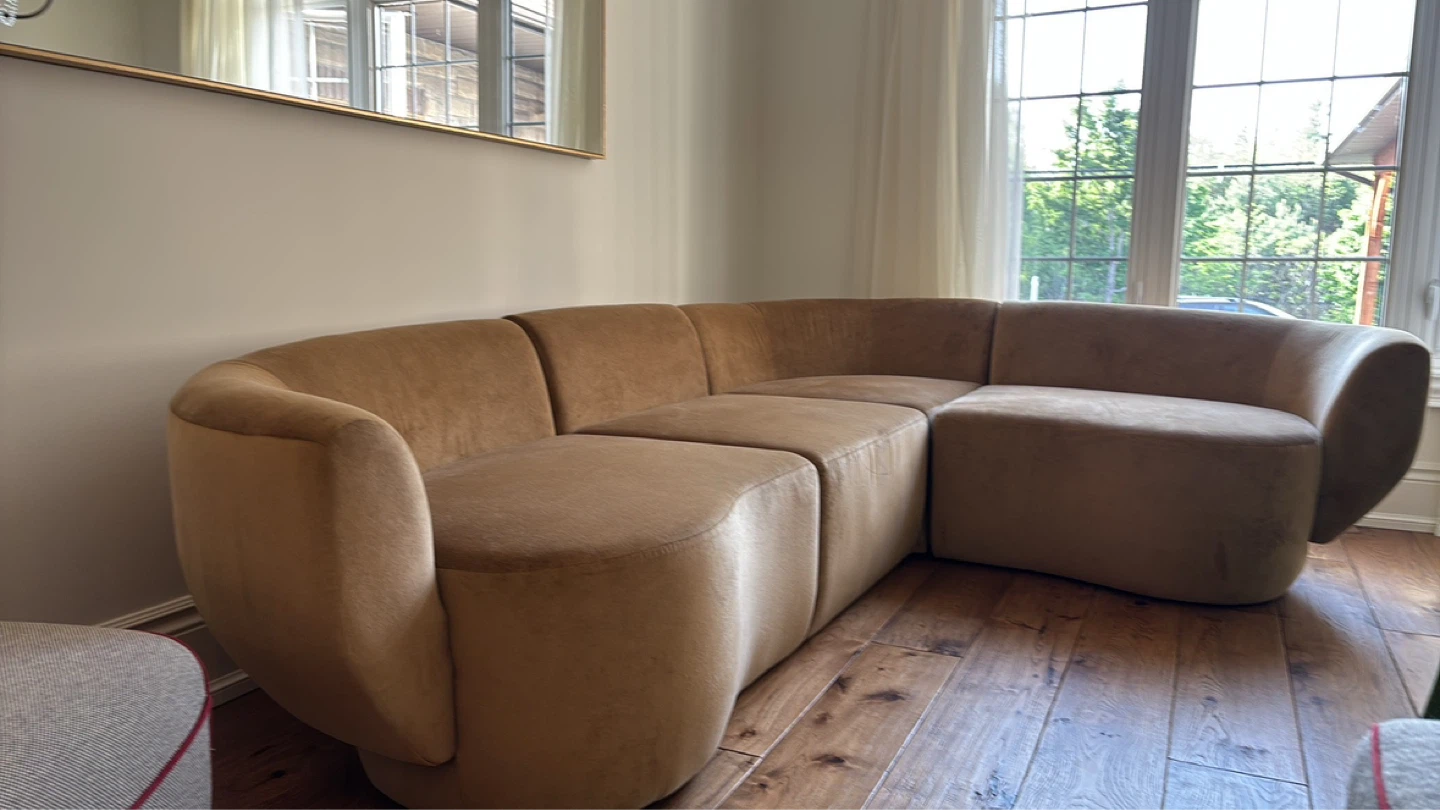 NEW Curved Sectional Sofa - Camel Velvet