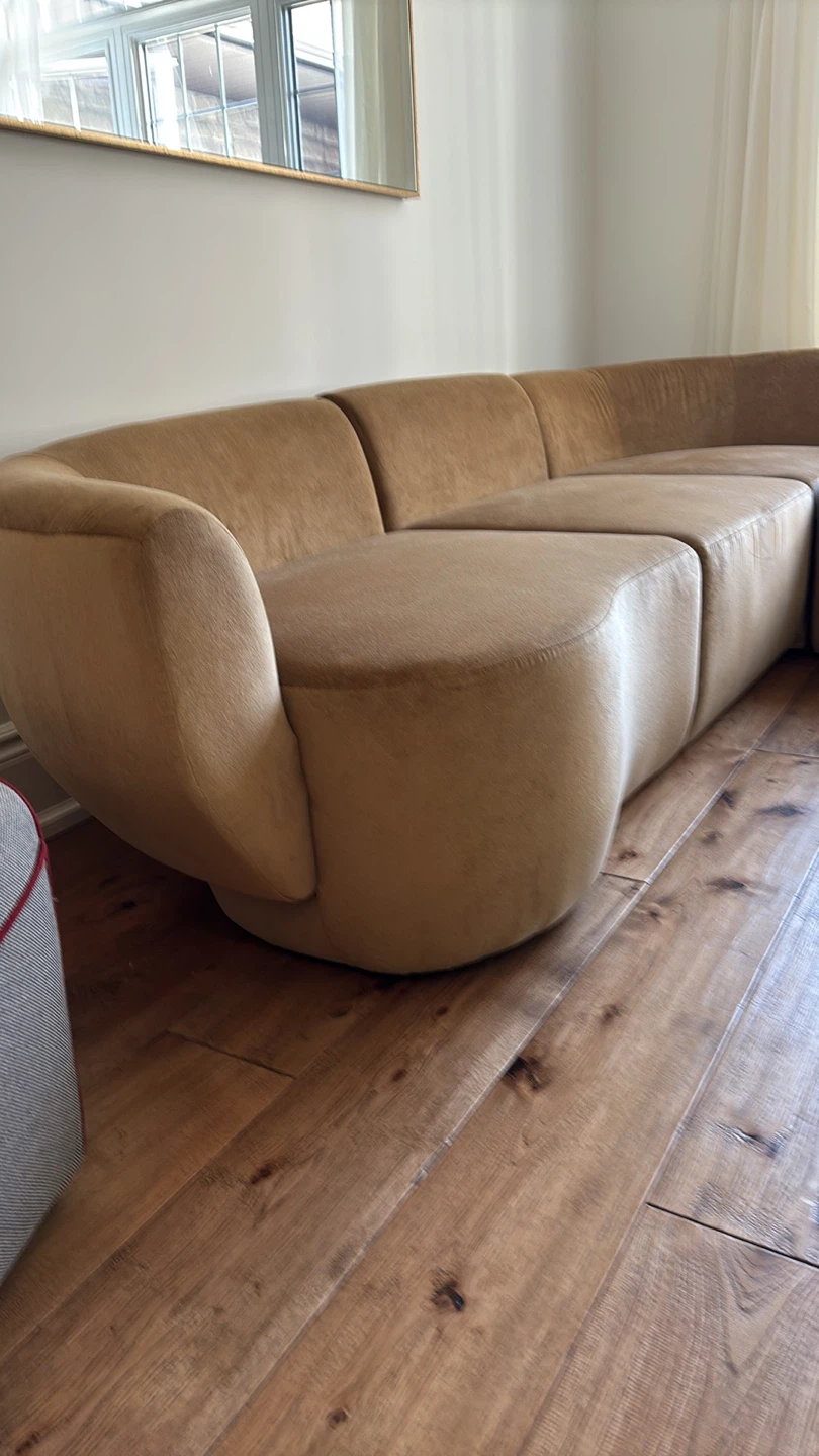 NEW Curved Sectional Sofa - Camel Velvet - photo 5