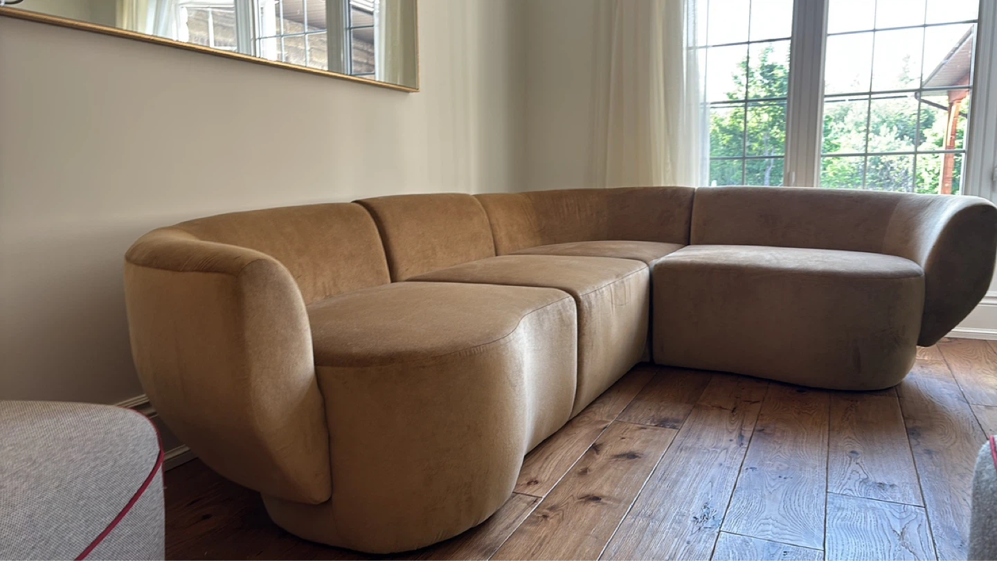 NEW Curved Sectional Sofa - Camel Velvet - photo 3