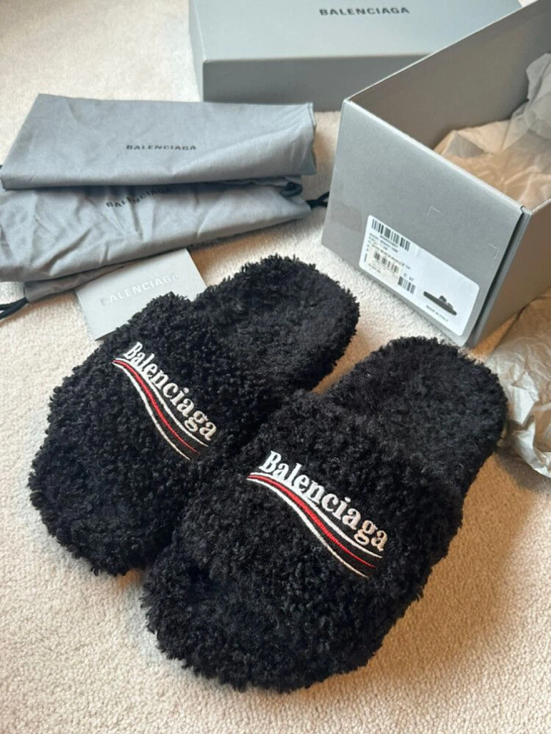 Black balenciaga slides