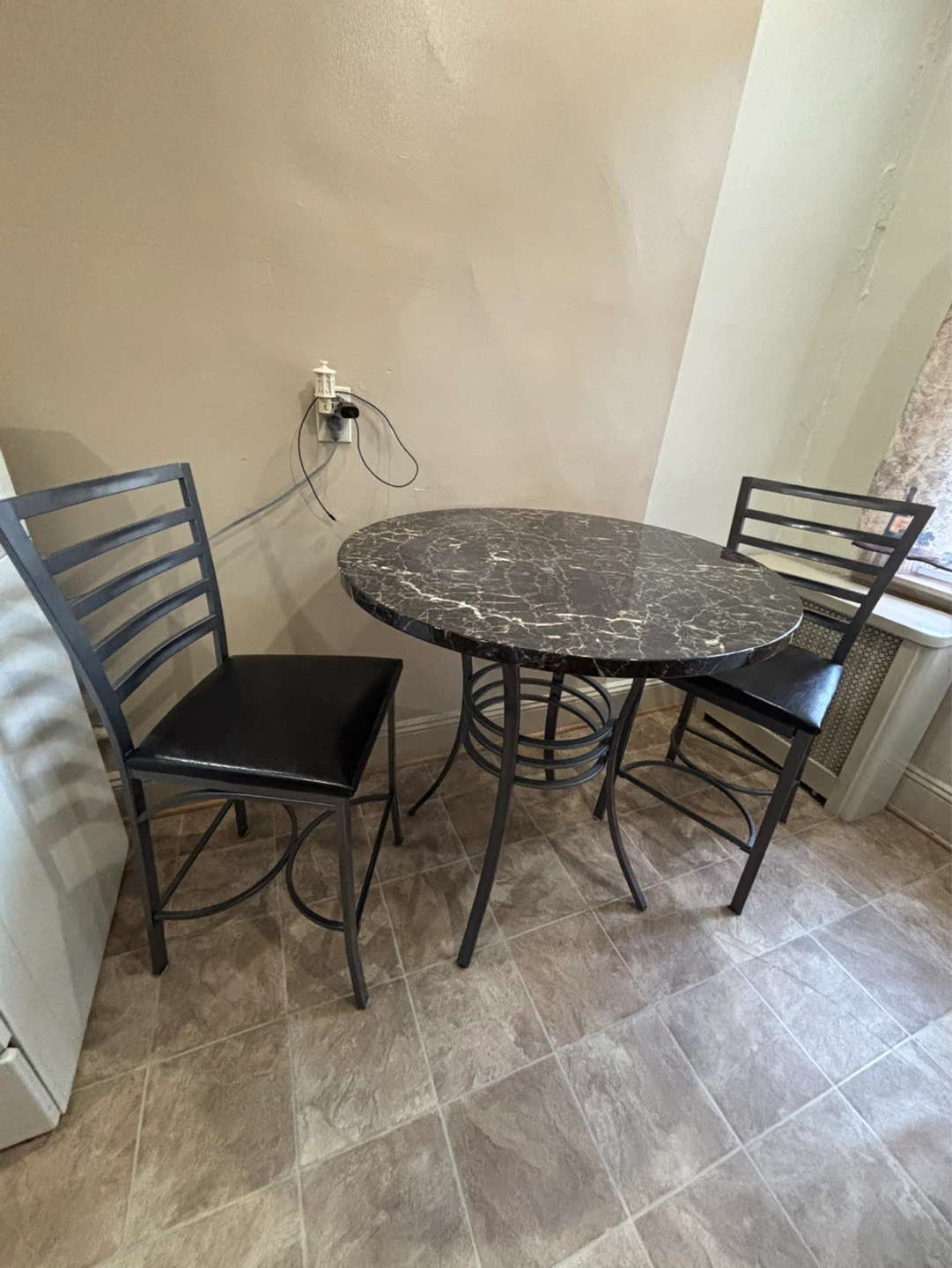Marble Top look Bistro Table with 2 Chairs