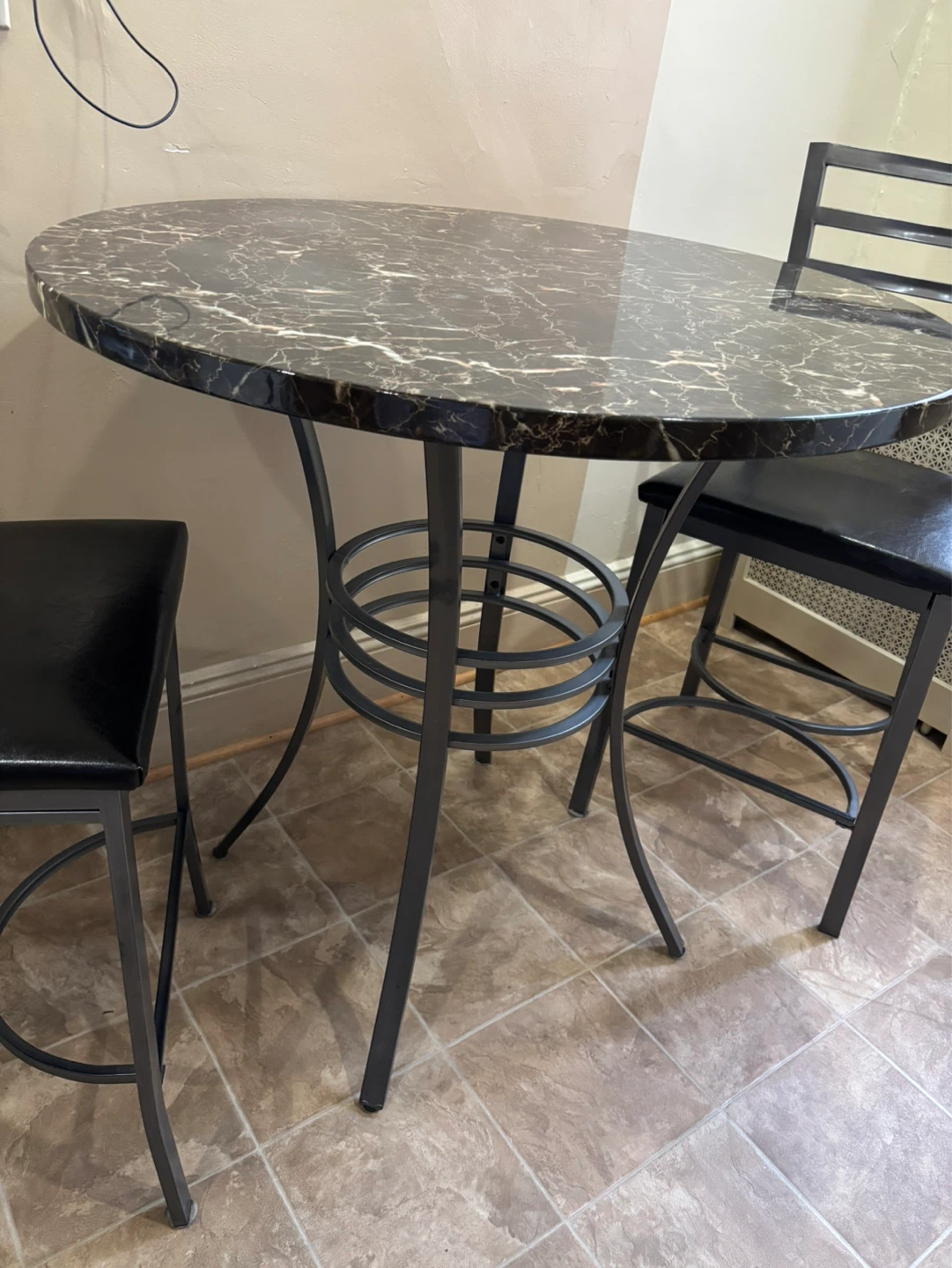 Marble Top look Bistro Table with 2 Chairs - photo 2