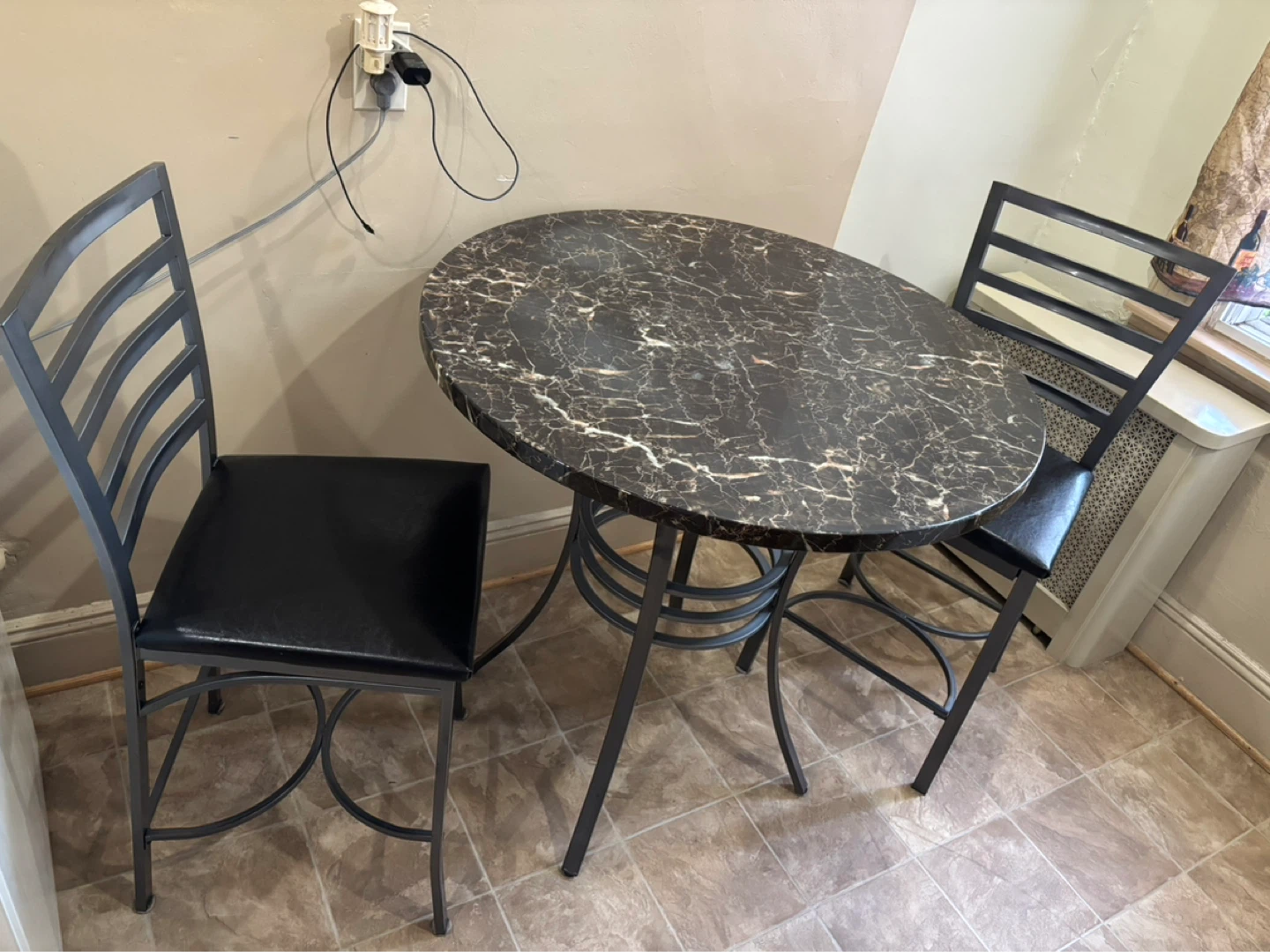 Marble Top look Bistro Table with 2 Chairs - photo 3