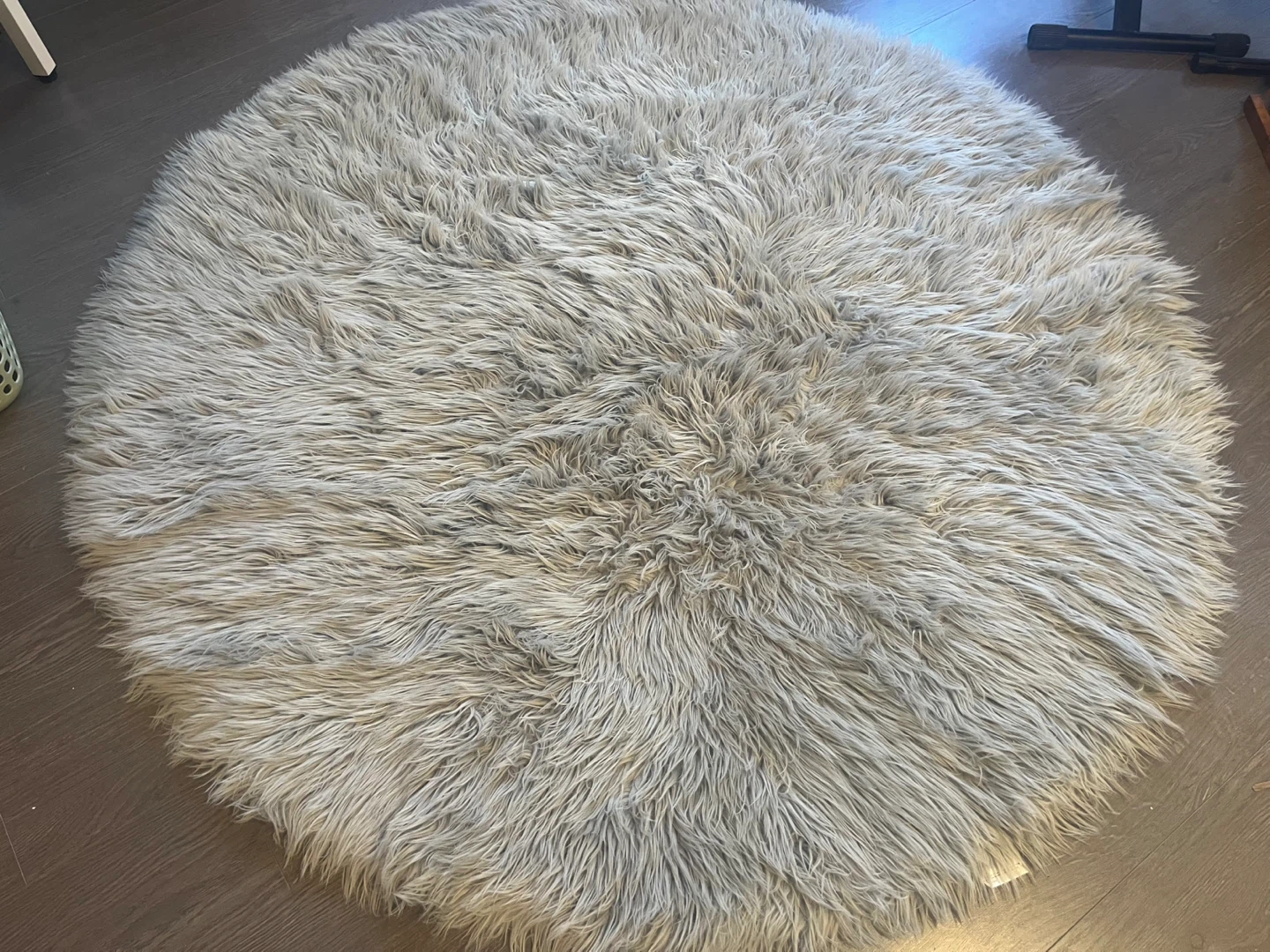 Grey Round Shaggy Rug