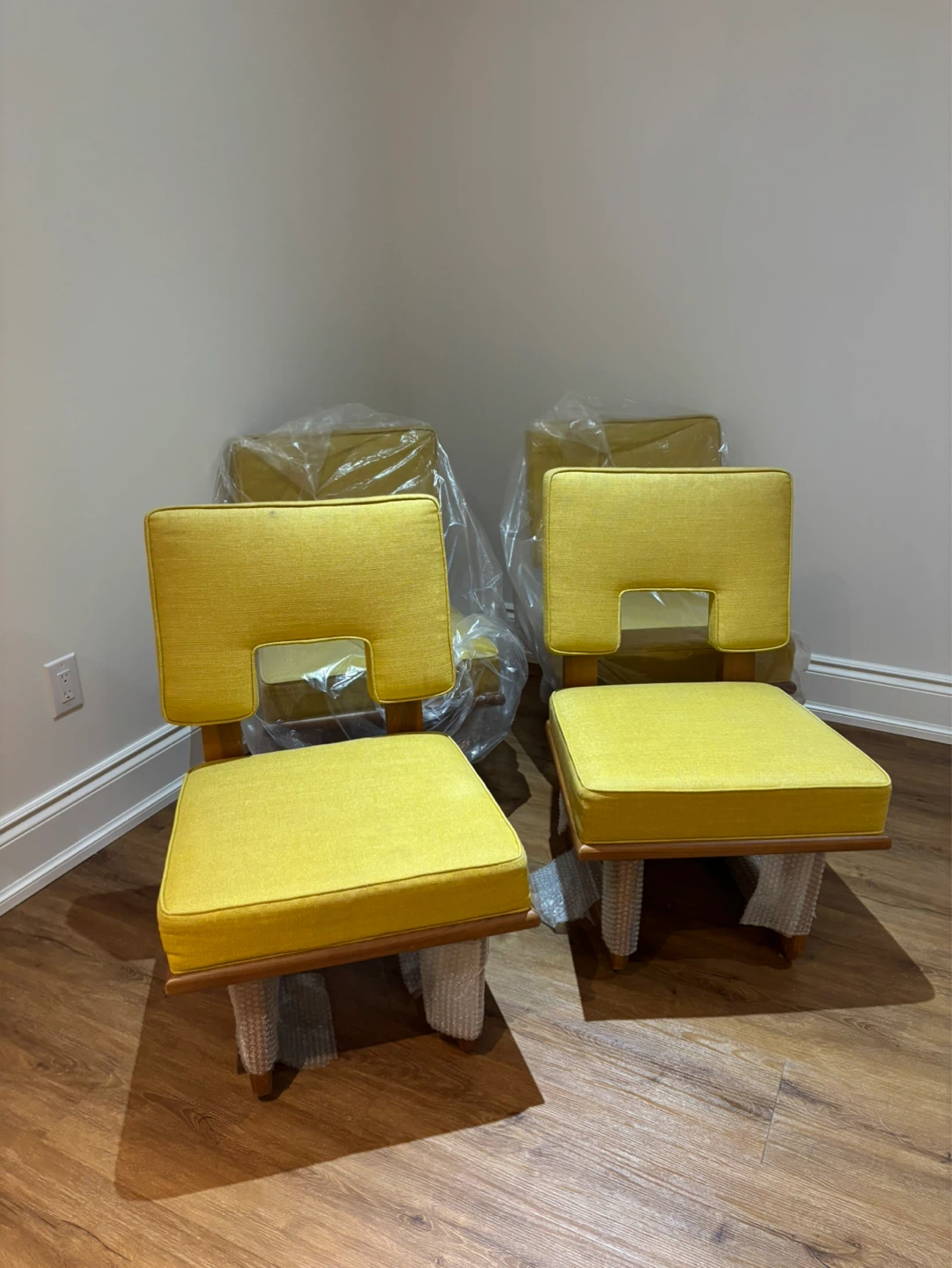 NEW Set of 4 Yellow Upholstered Chairs - photo 3