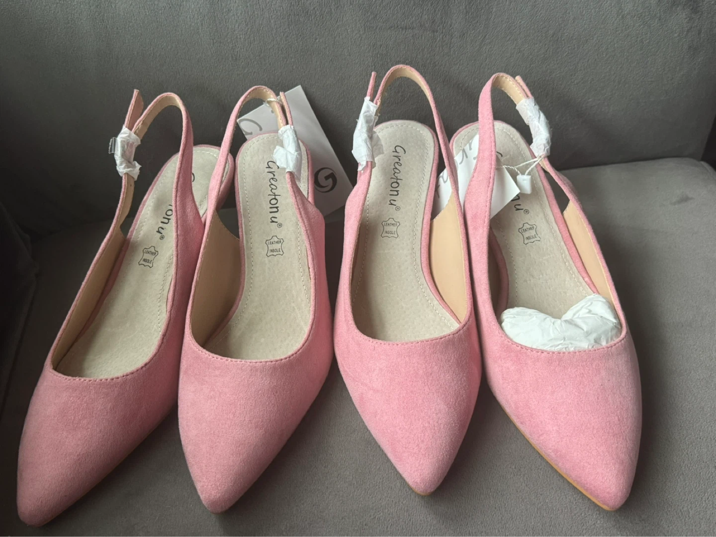 Gretasonu Pink Suede Slingback Heels - photo 2