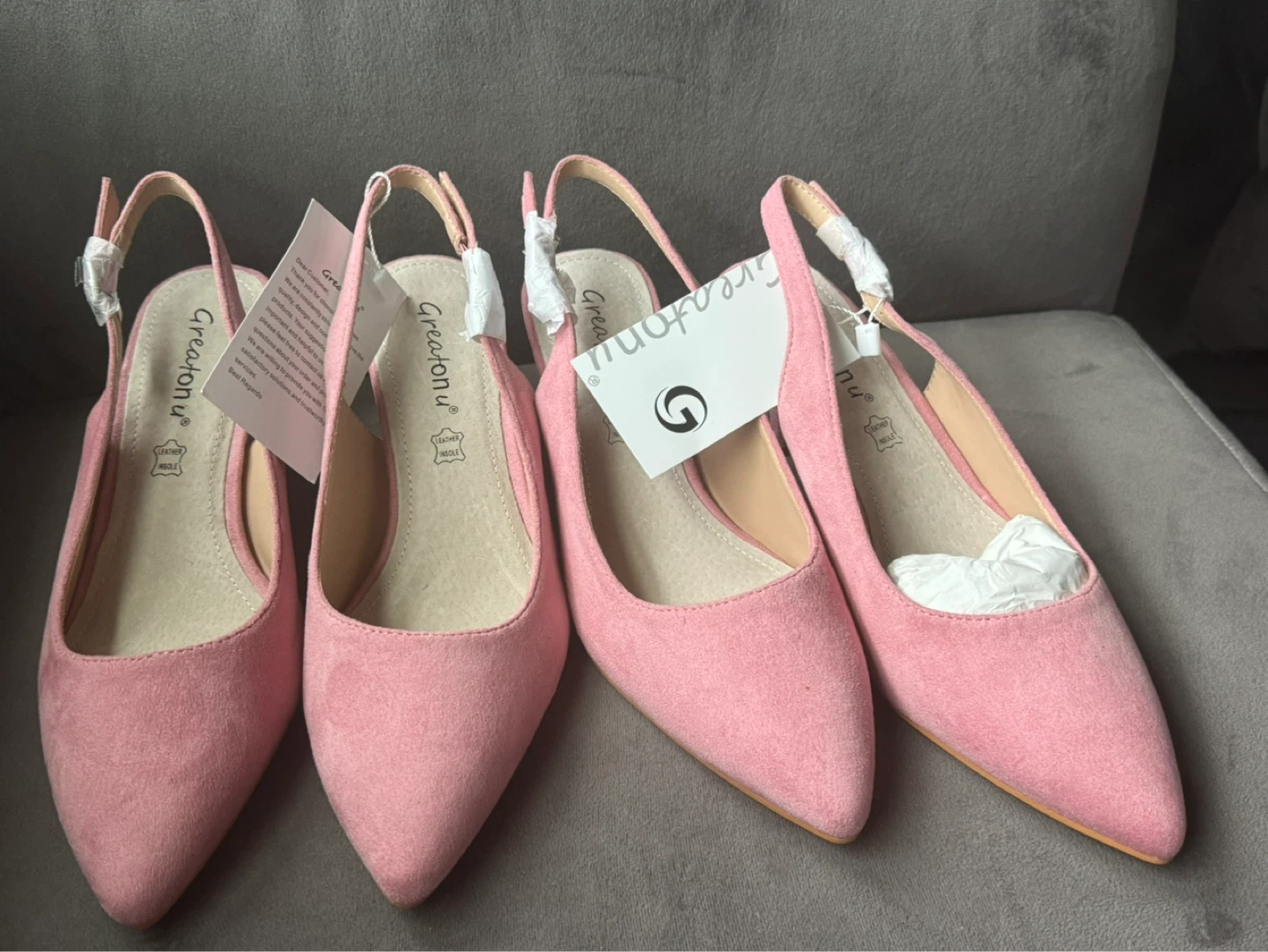 Gretasonu Pink Suede Slingback Heels - photo 3