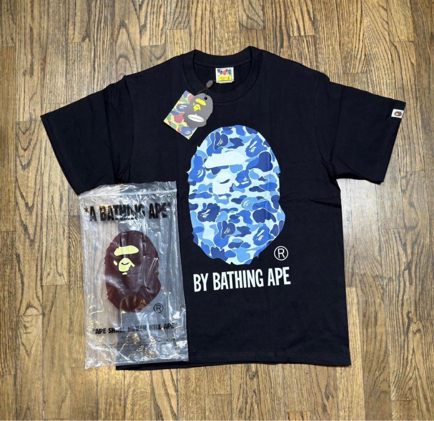 Black and blue bape shirt