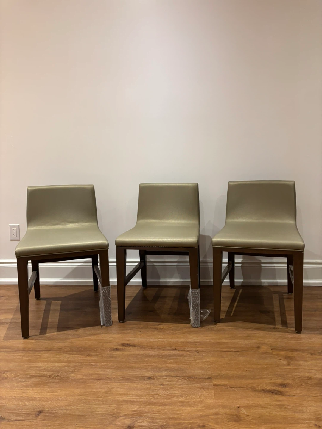 NEW Set of 3 Tan Faux Leather Bar Stools - photo 2