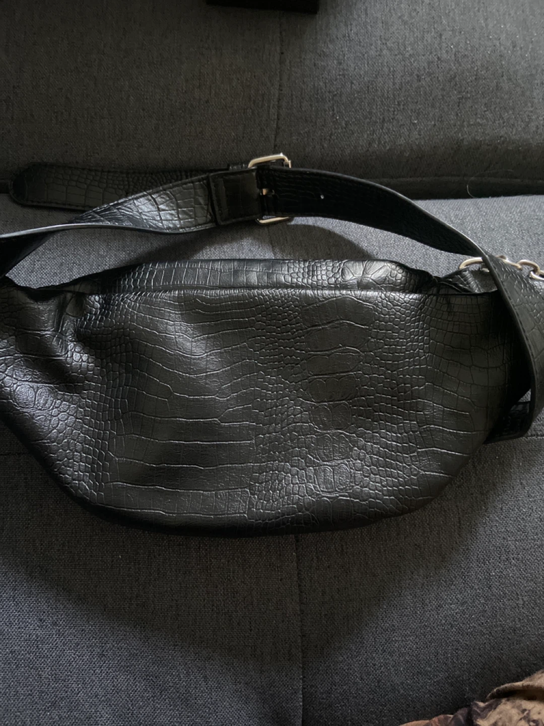 DENIMLAB Black Croc Faux Leather Fanny Pack with Studs - photo 2