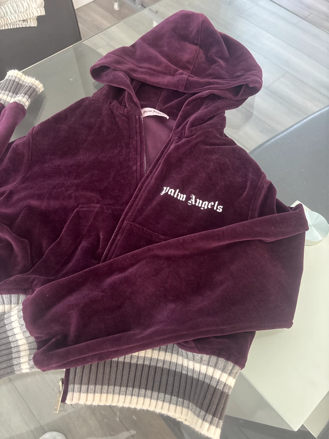 Women’s Palm Angels Velour Zip-Up Hoodie - photo 2