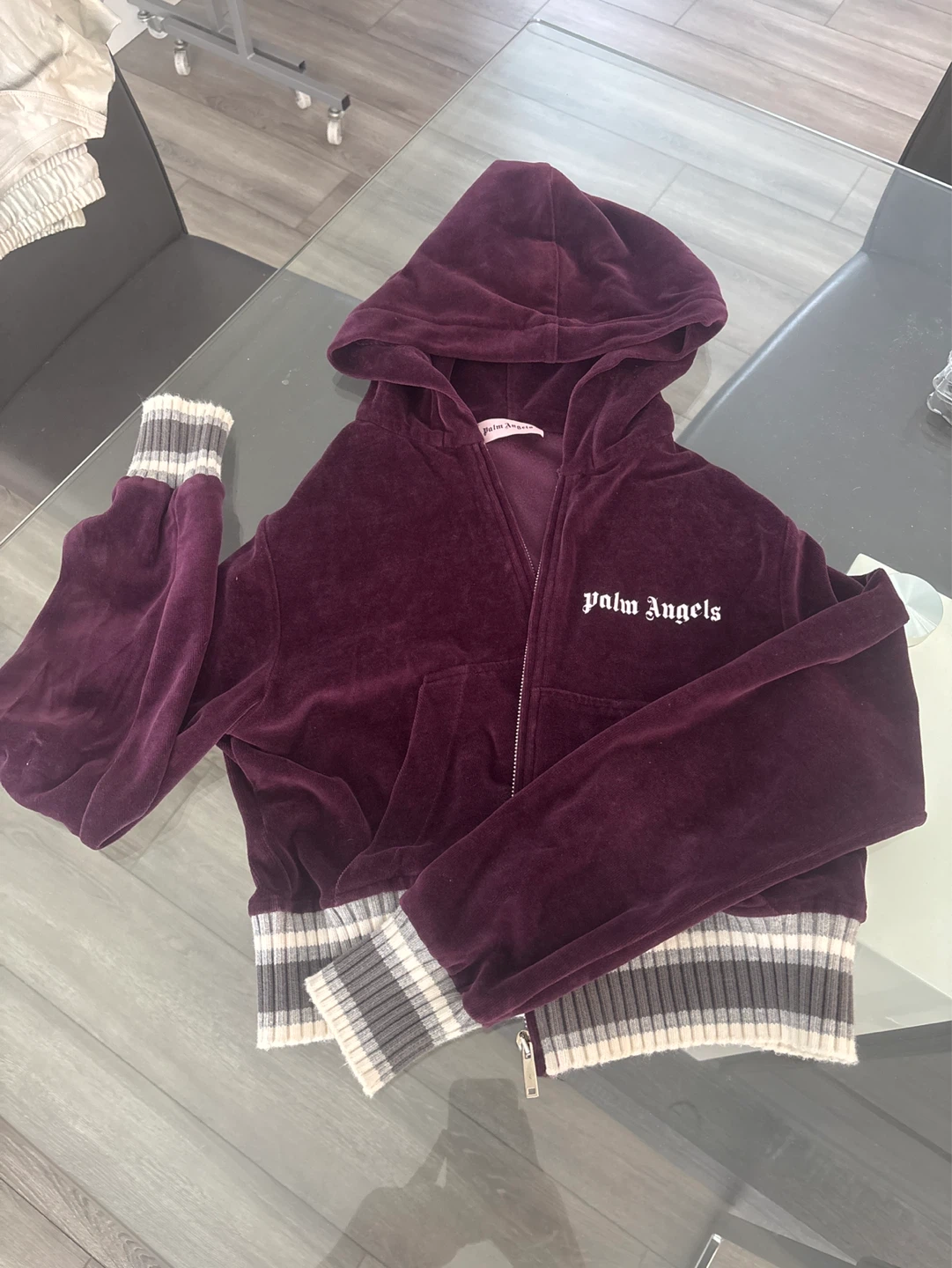 Women’s Palm Angels Velour Zip-Up Hoodie