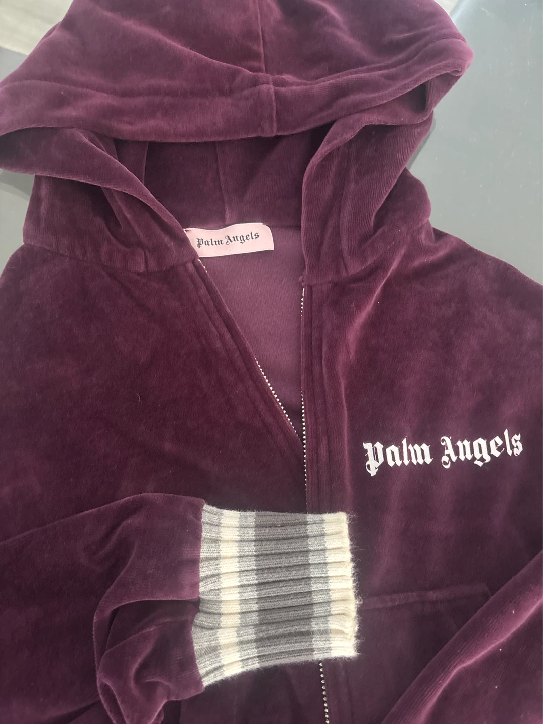 Women’s Palm Angels Velour Zip-Up Hoodie - photo 3