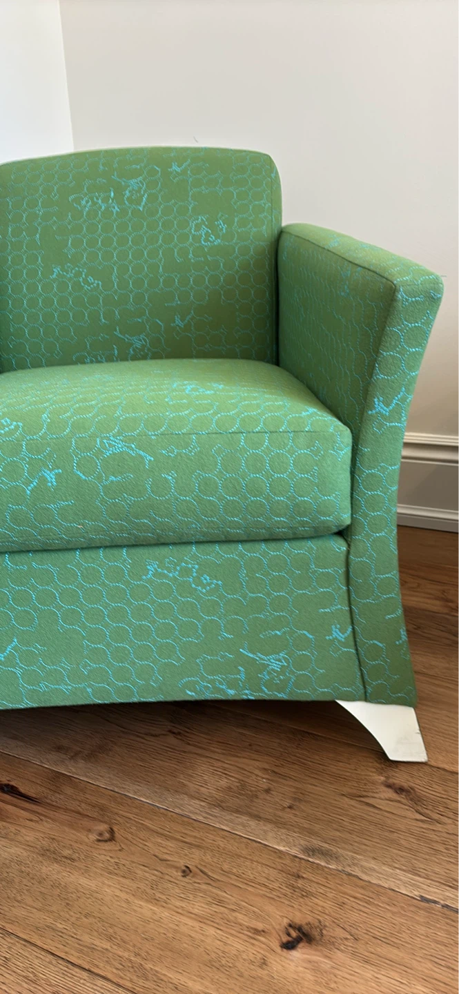NEW Green Accent Chair with Blue Pattern - photo 2