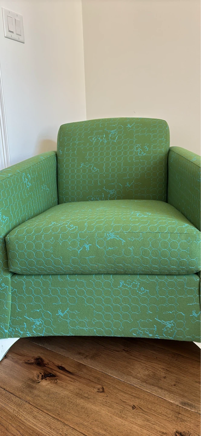 NEW Green Accent Chair with Blue Pattern - photo 3