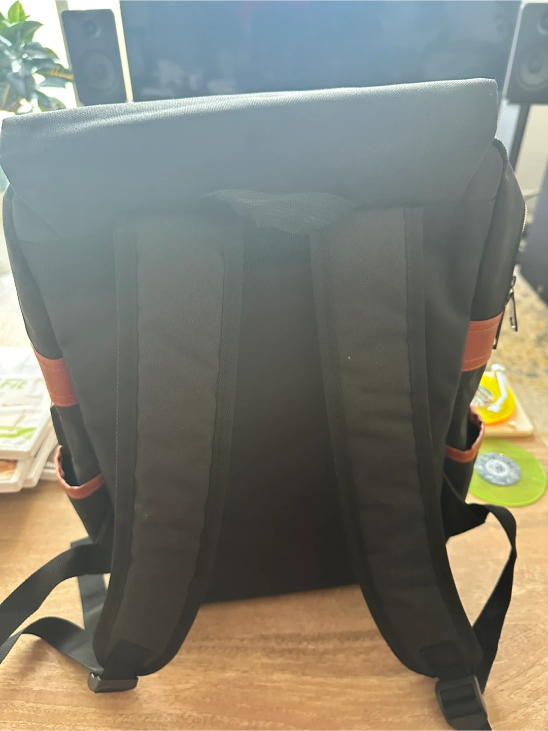 Black Backpack with Faux Leather Accents - photo 2