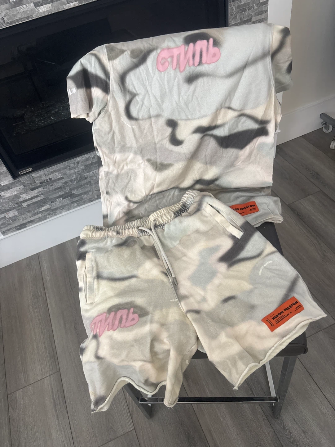 Heron Preston Camo T-Shirt and Shorts Set