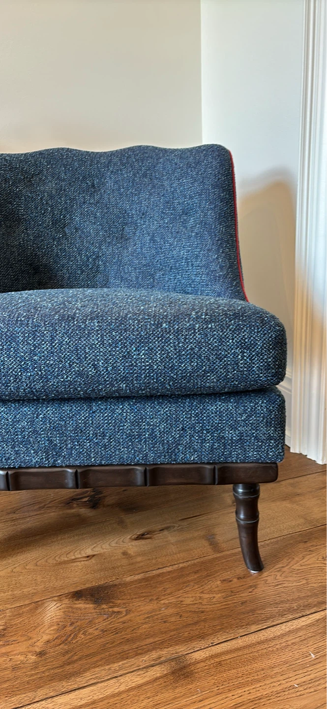 NEW Blue accent chair with red piping - photo 3