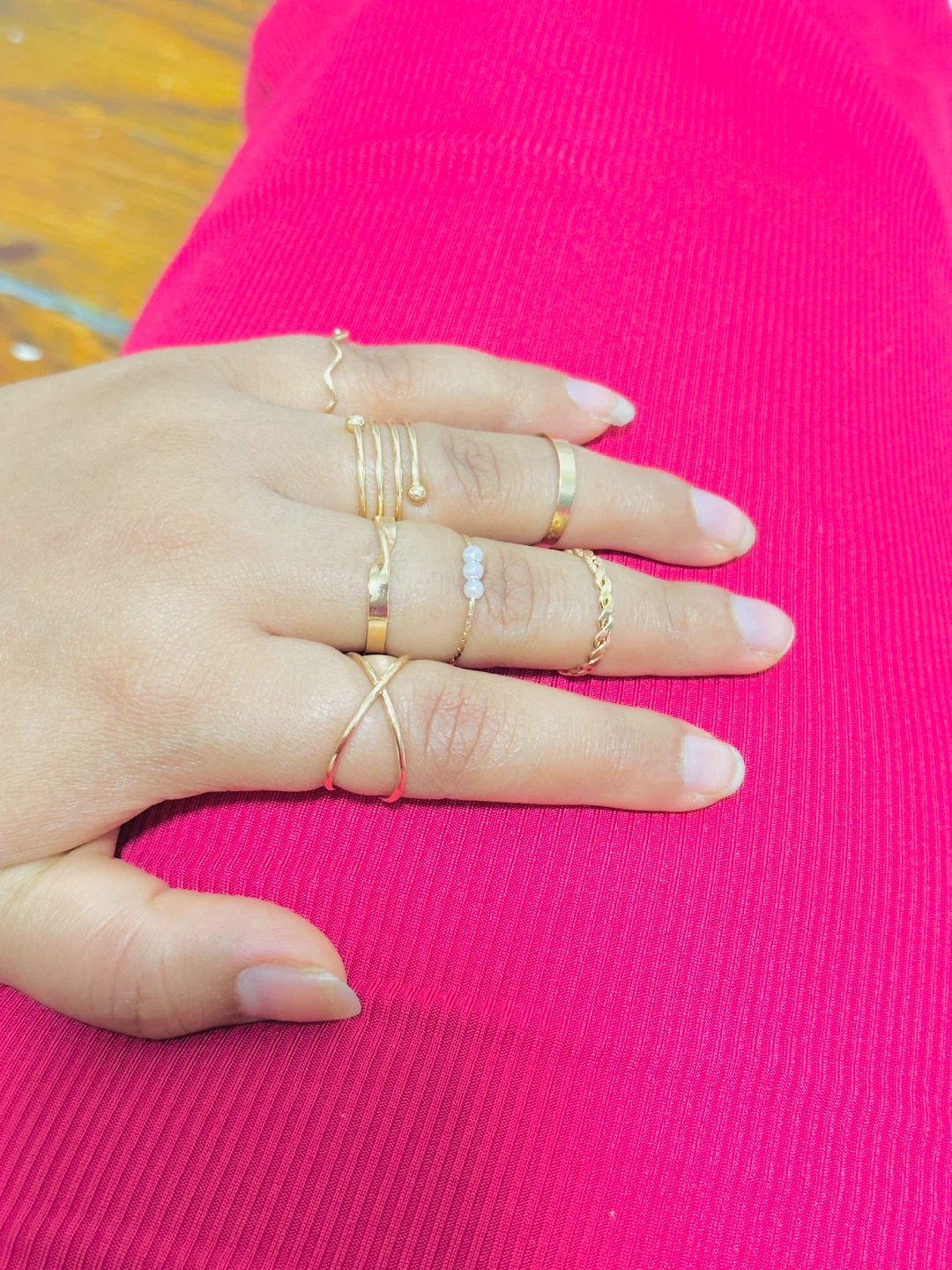 Set of 8 Gold Tone Midi Rings - photo 2
