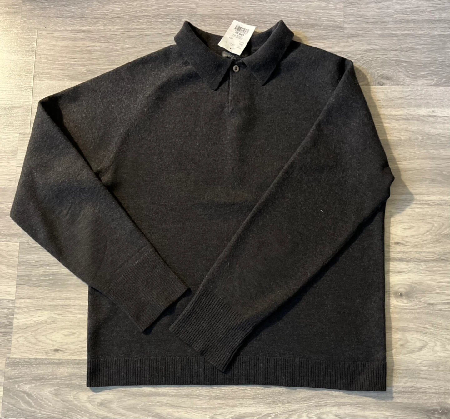 Banana Republic Men's Dark Grey Wool Blend Polo Sweater
