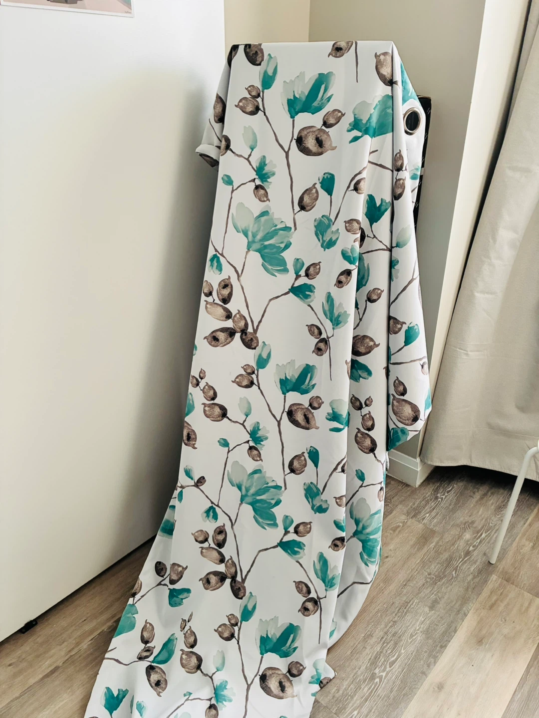 Teal floral blackout curtains