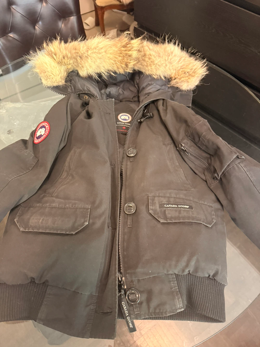 Canada Goose Bomber Puffer Jacket with Fur Hood