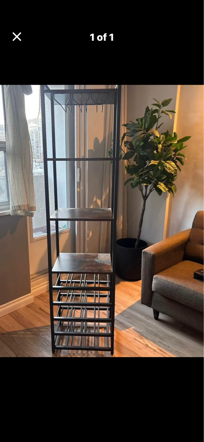 Tall wine rack with glass holders