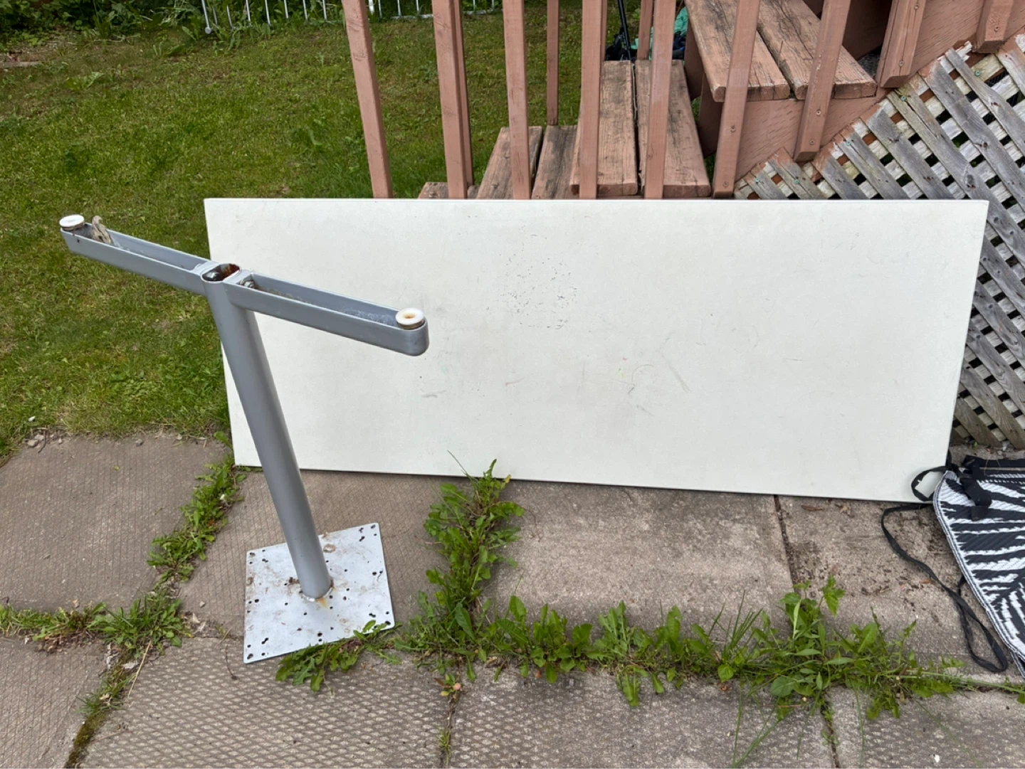 Metal Table Base with White Panel