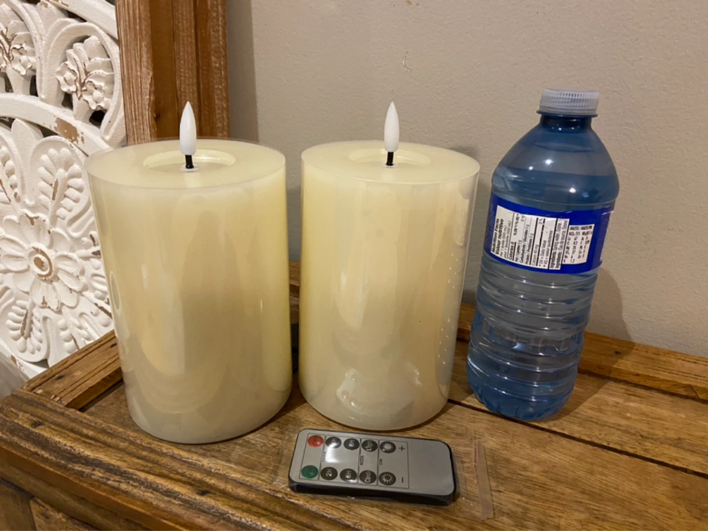 New Flameless Flickering 4" x6" Real Wax Ivory Remote Candles