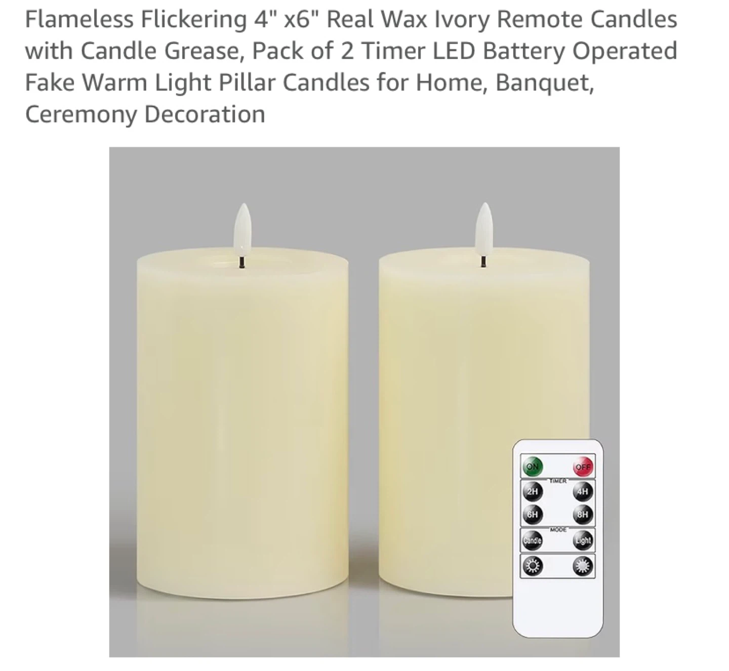 New Flameless Flickering 4" x6" Real Wax Ivory Remote Candles - photo 2