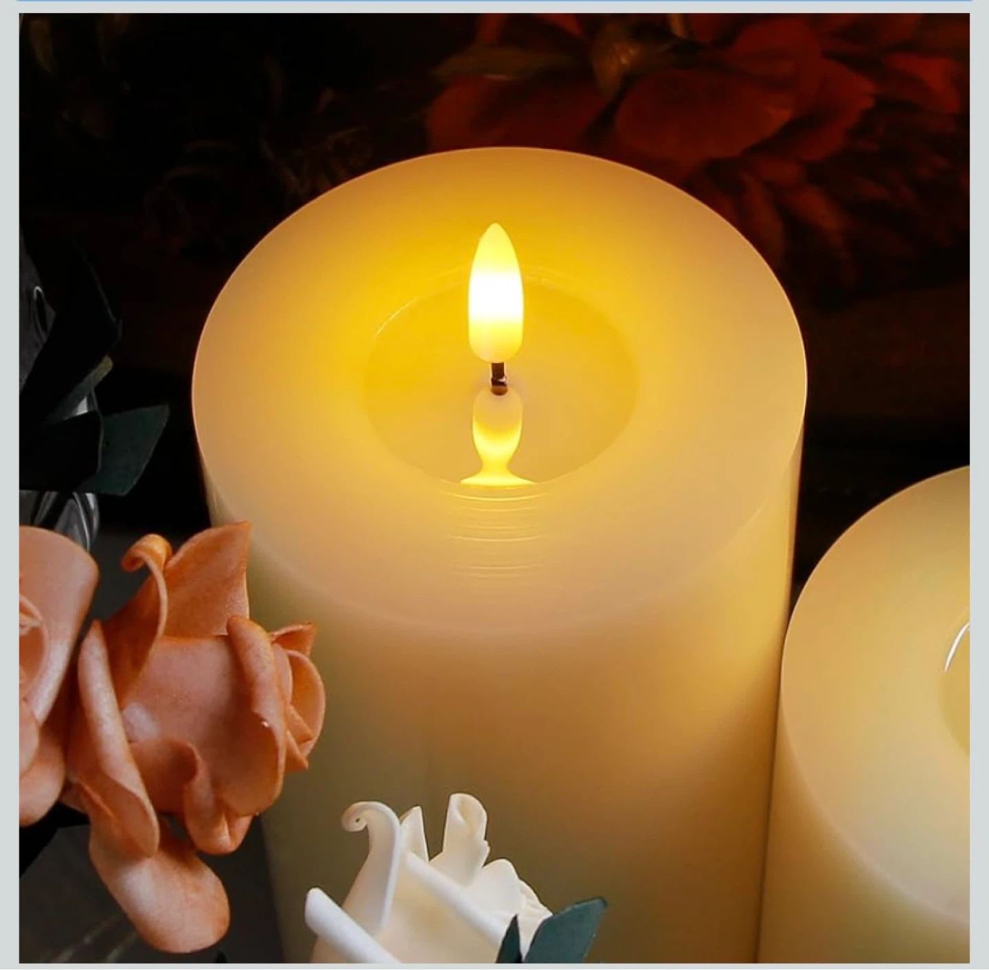 New Flameless Flickering 4" x6" Real Wax Ivory Remote Candles - photo 3