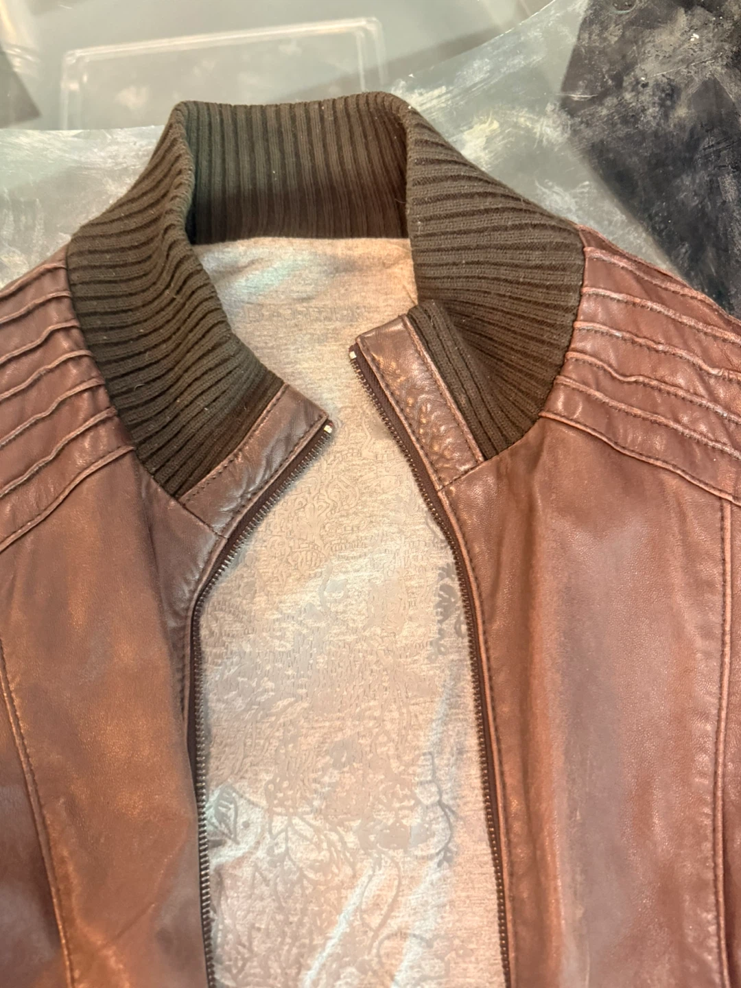 Brown Leather Bomber Jacket - photo 2