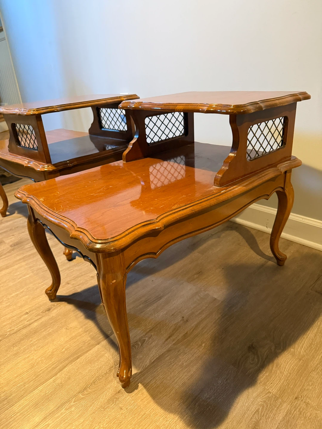 Solid wood Vintage Tiered Side Tables (Set of 2) - photo 2