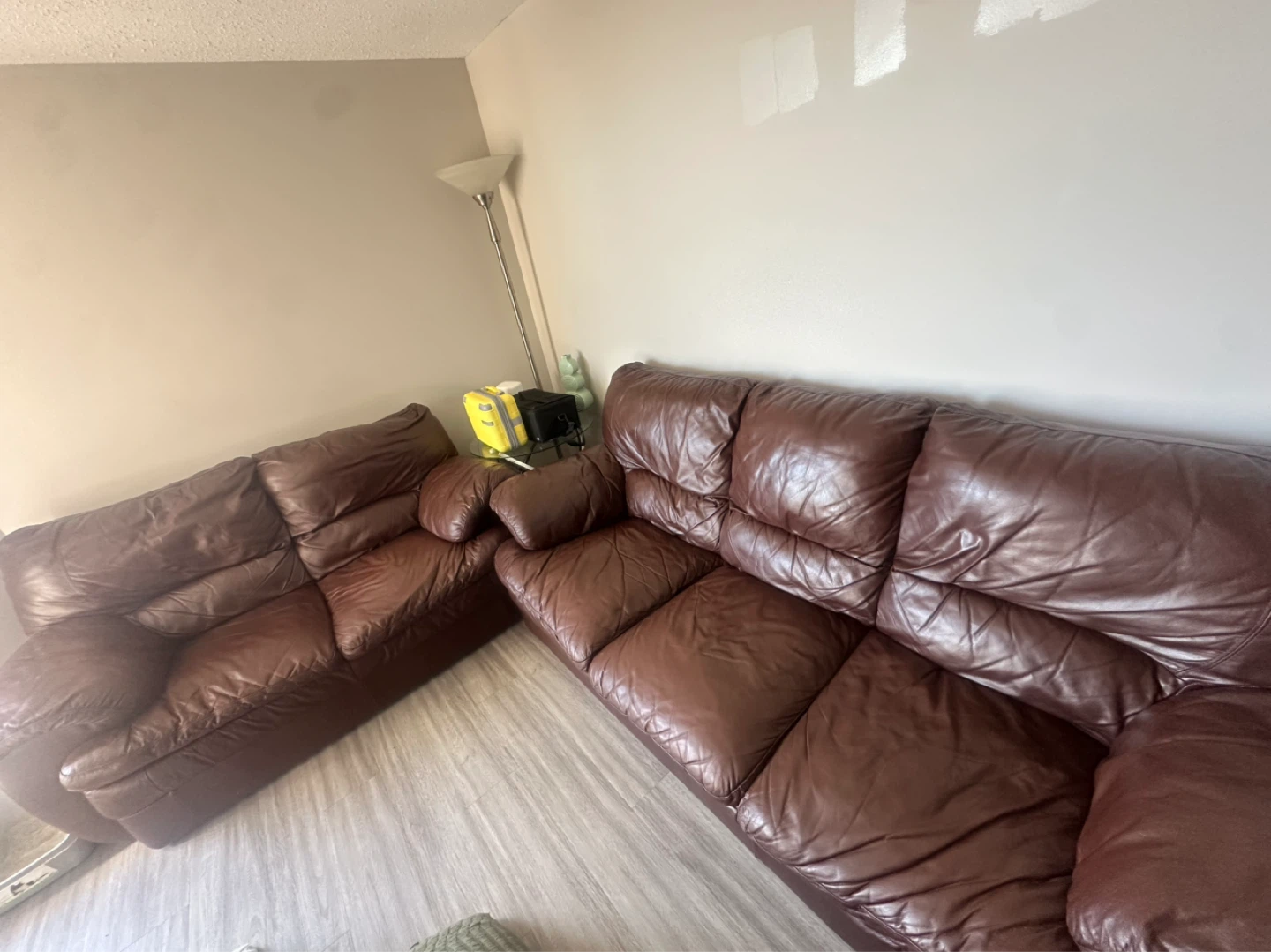 Brown Leather Couch & Love Seat