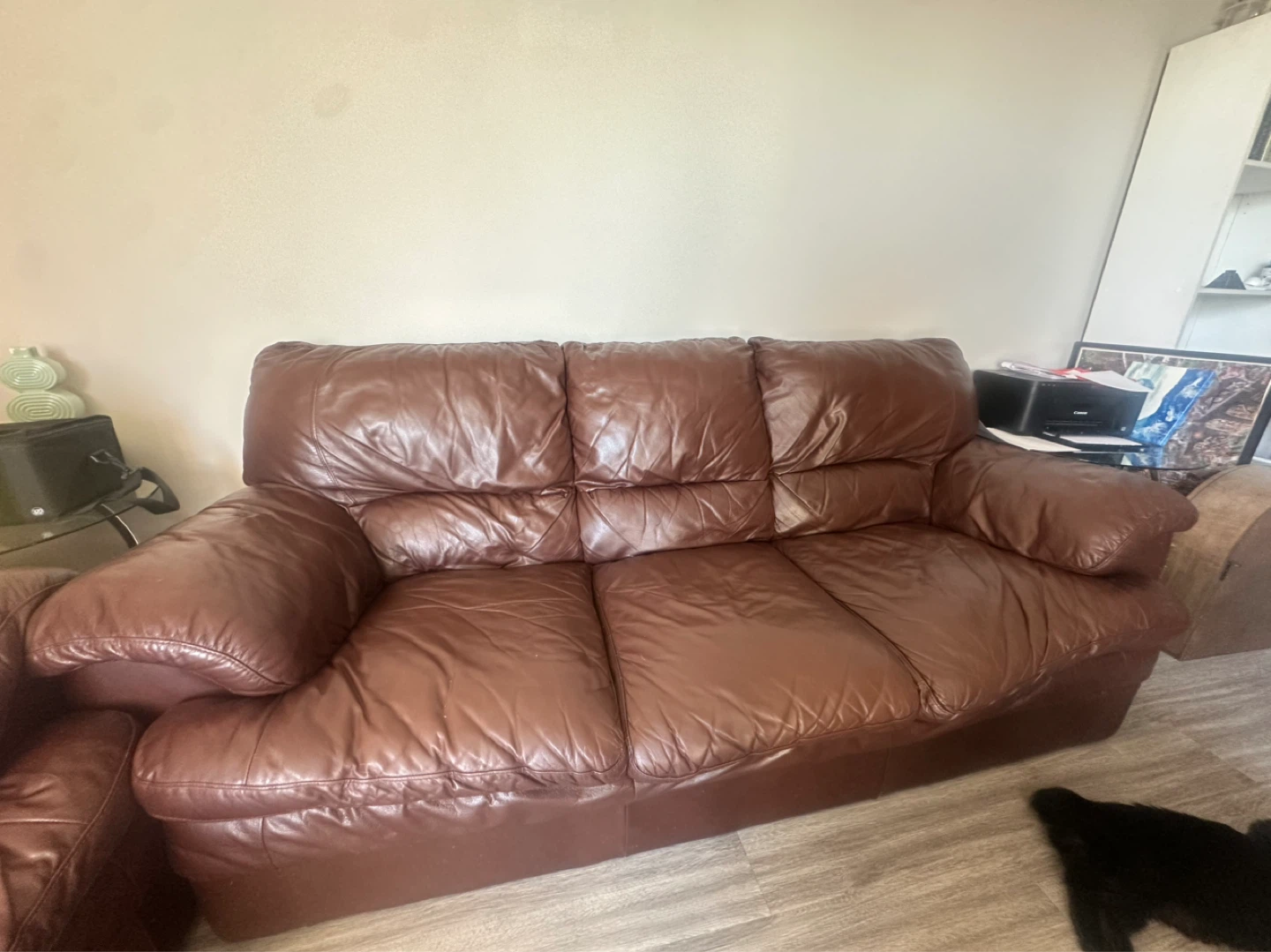 Brown Leather Couch & Love Seat - photo 4