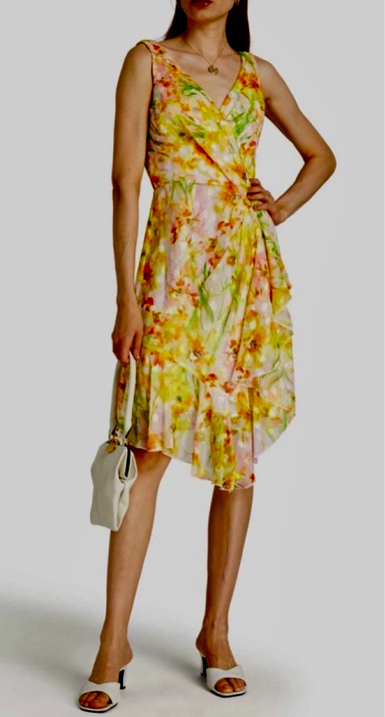 Marchesa Notte Floral Ruffle Dress Size 12