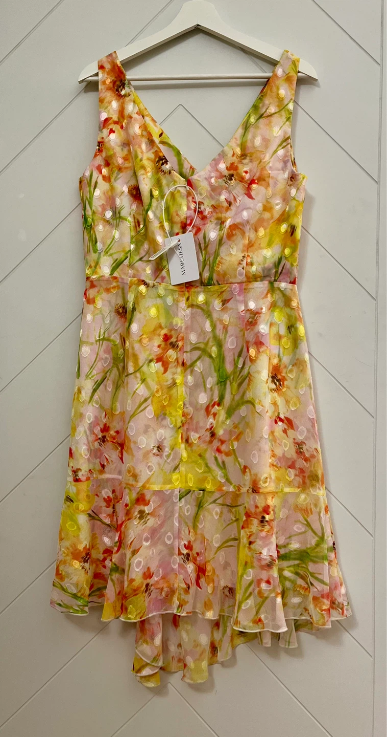 Marchesa Notte Floral Ruffle Dress Size 12 - photo 4