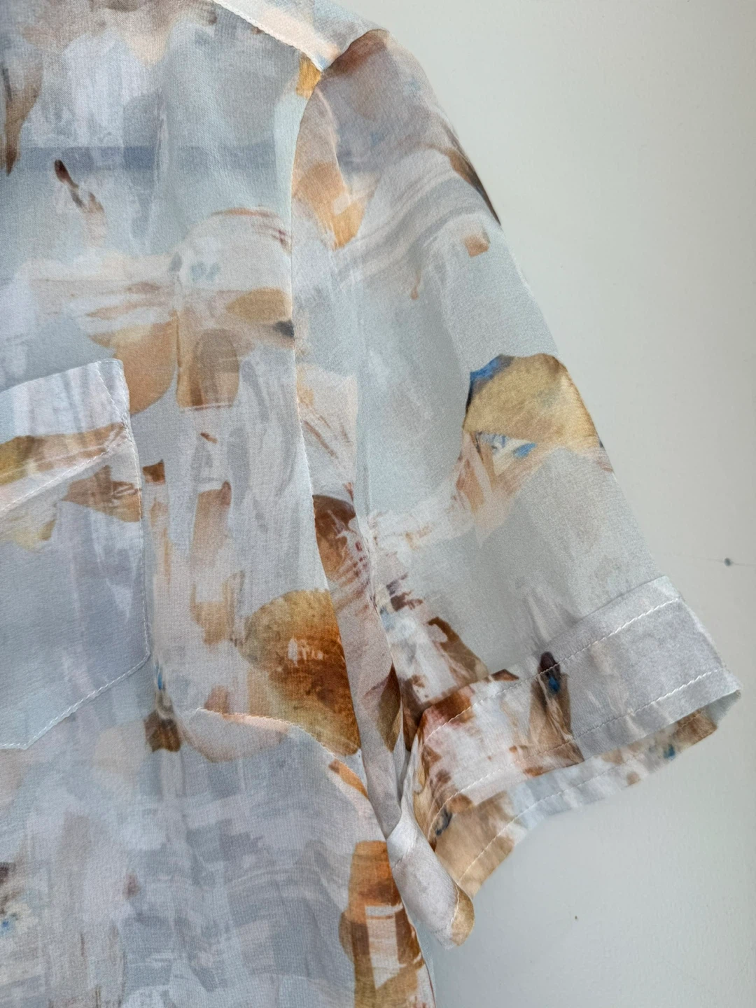 ALLSAINTS Sheer Abstract Short Sleeve Shirt US 4 - photo 4
