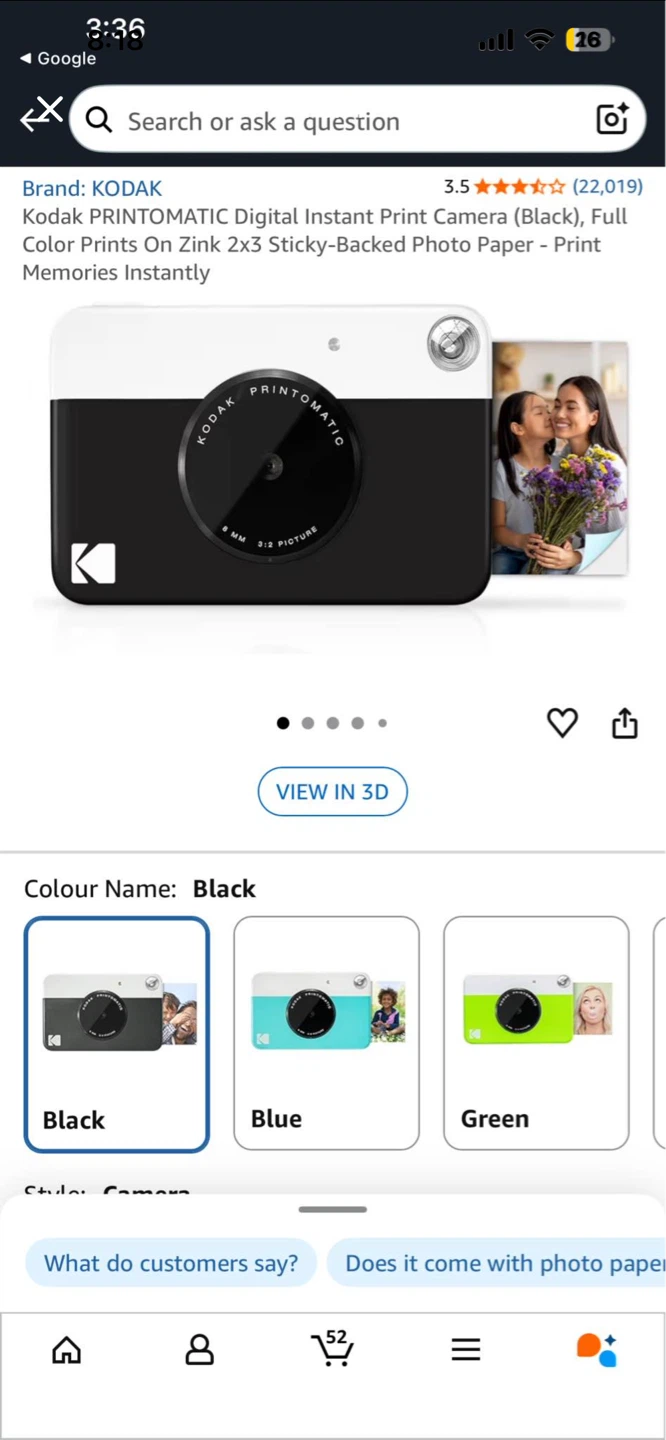 Kodak PRINTOMATIC Digital Instant Print Camera - Black