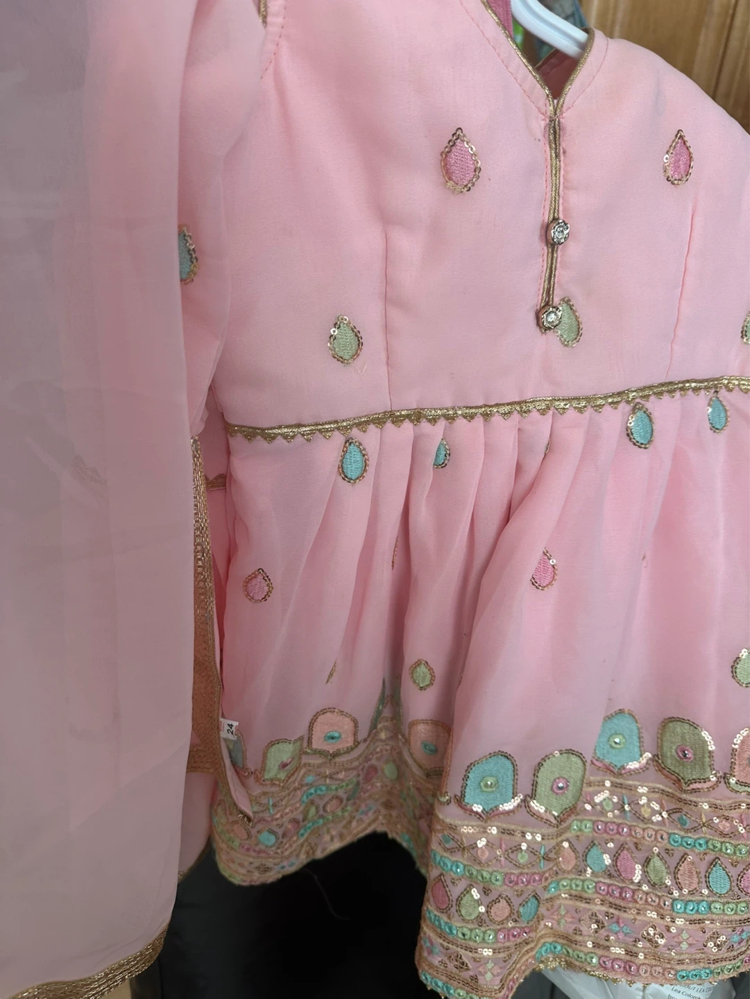 Girls Pink Embellished Dress