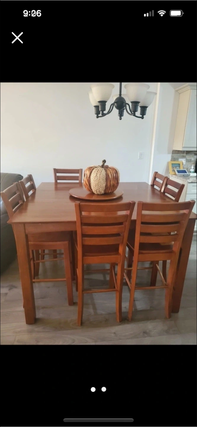Wooden Counter Height Dining Set with 8 Chairs - photo 2