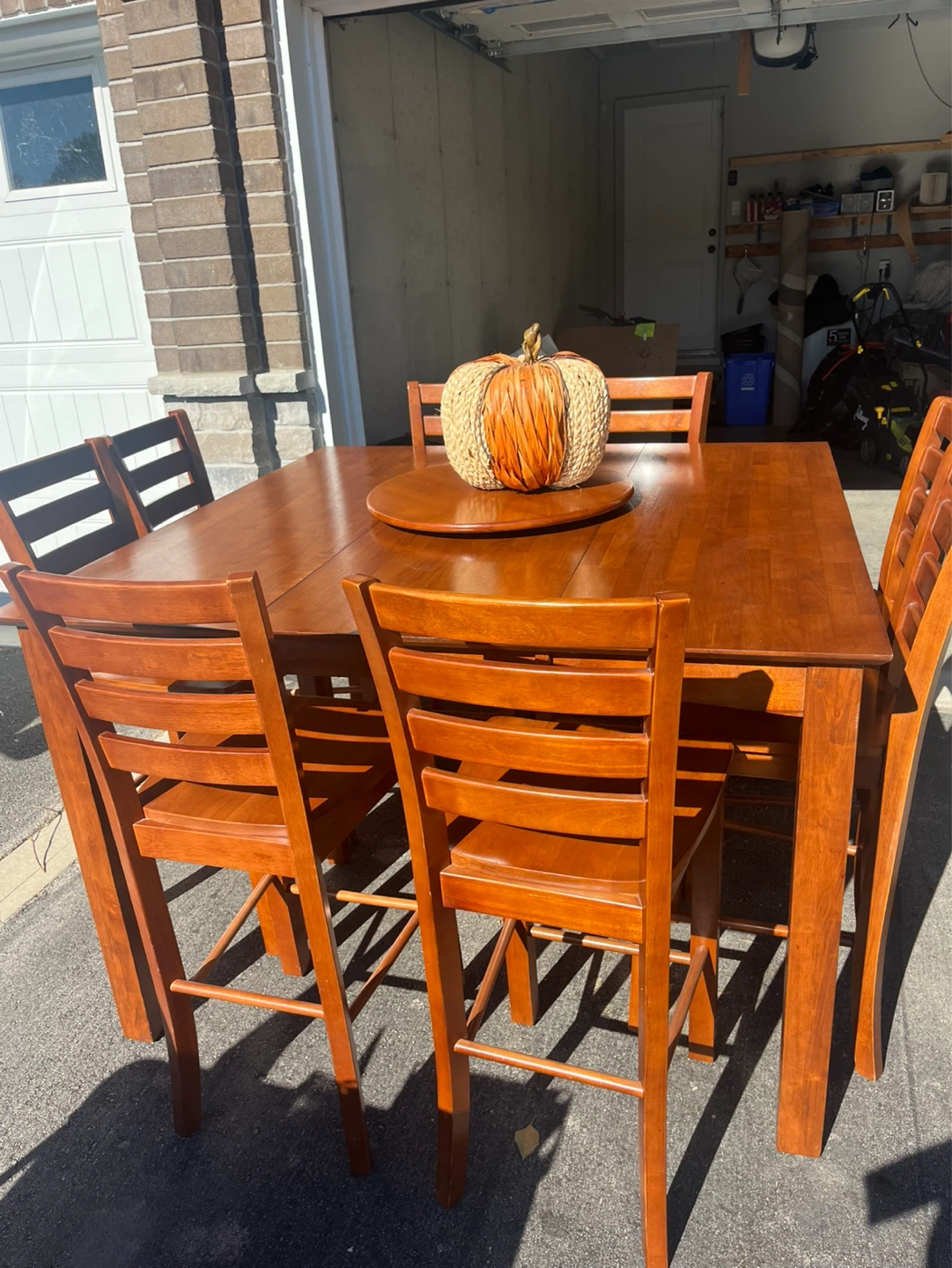 Wooden Counter Height Dining Set with 8 Chairs