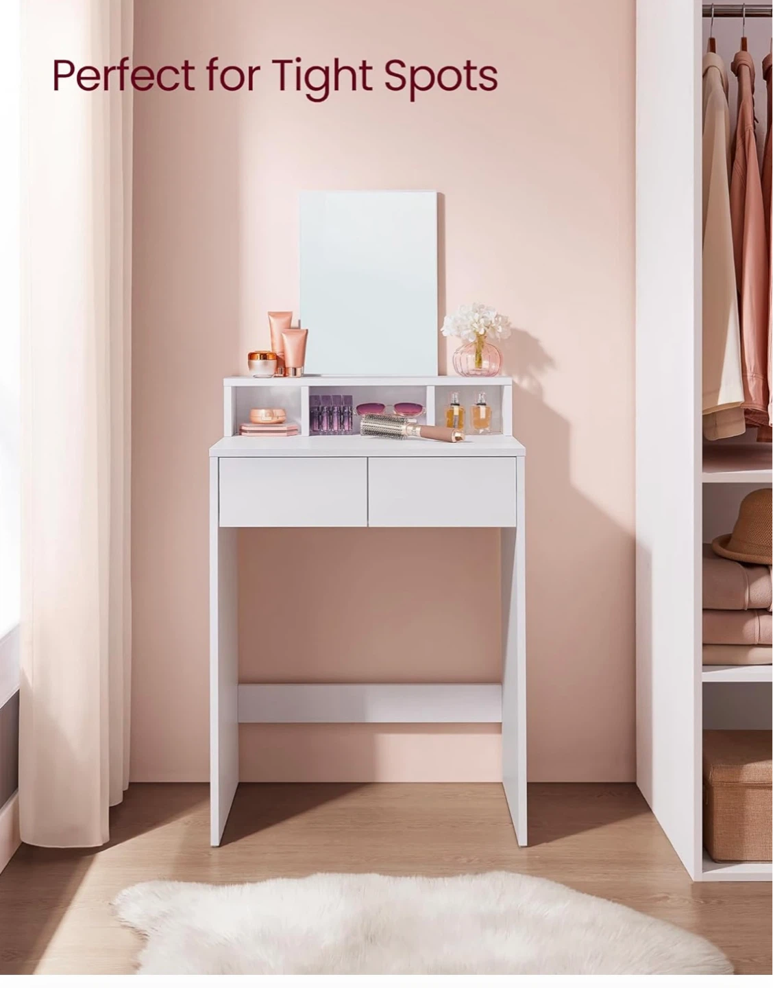 VASAGLE White Vanity Table with Mirror- delivery available - photo 4