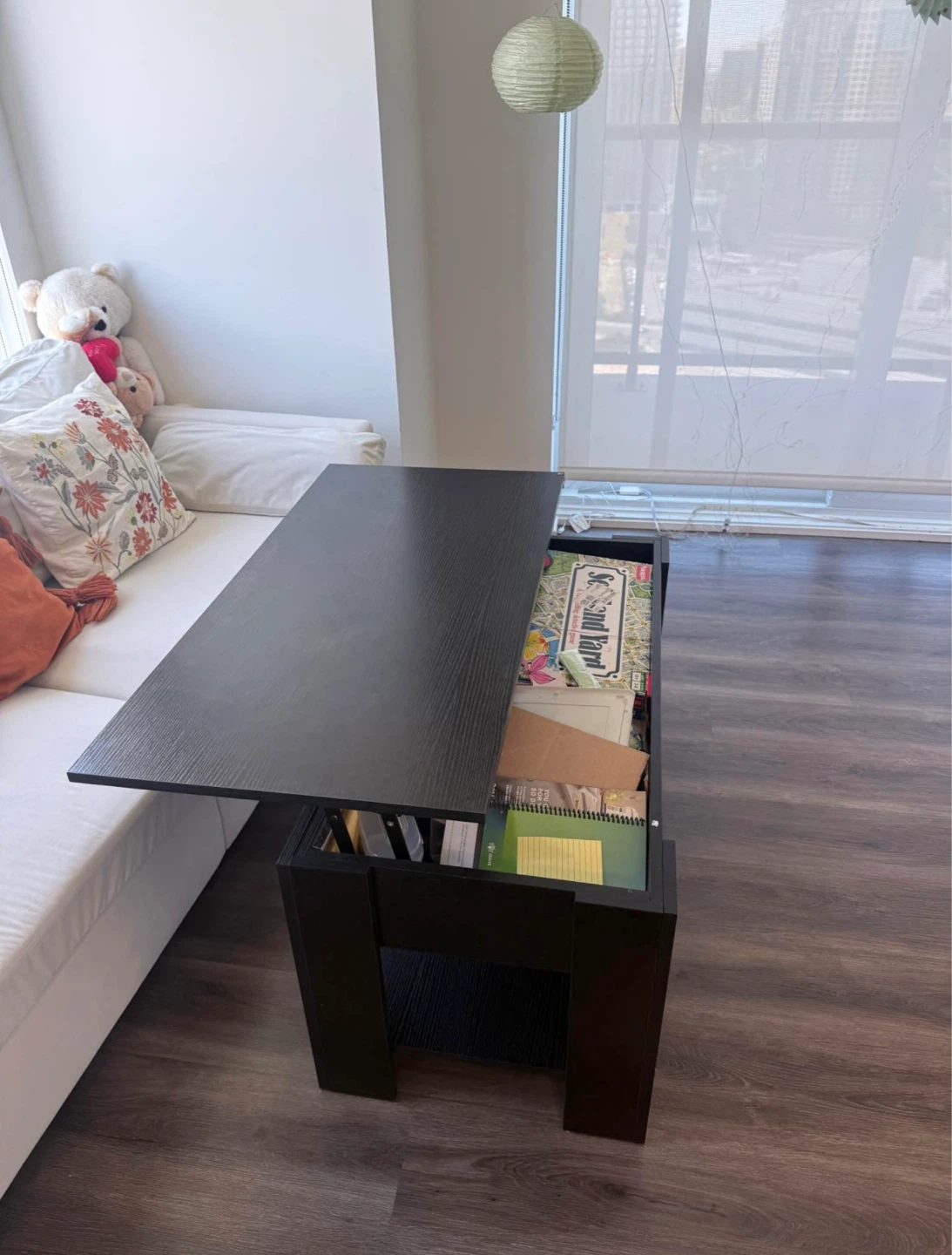 Black Lift-Top Coffee Table with Storage - photo 3