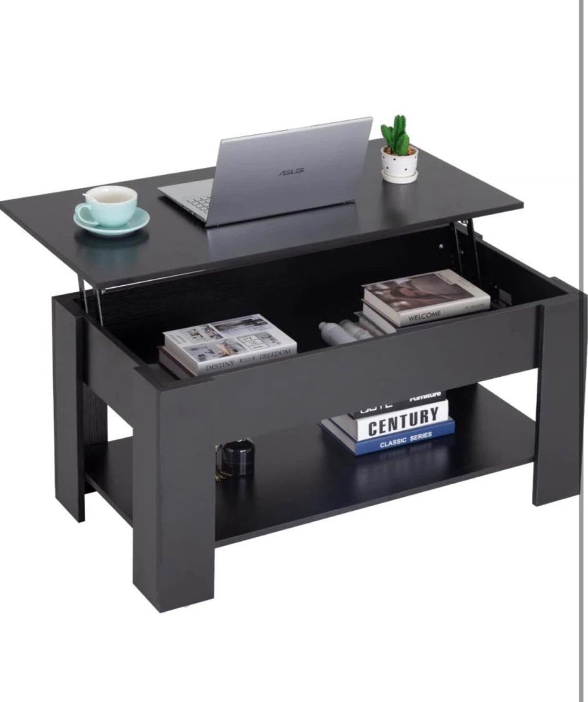 Black Lift-Top Coffee Table with Storage