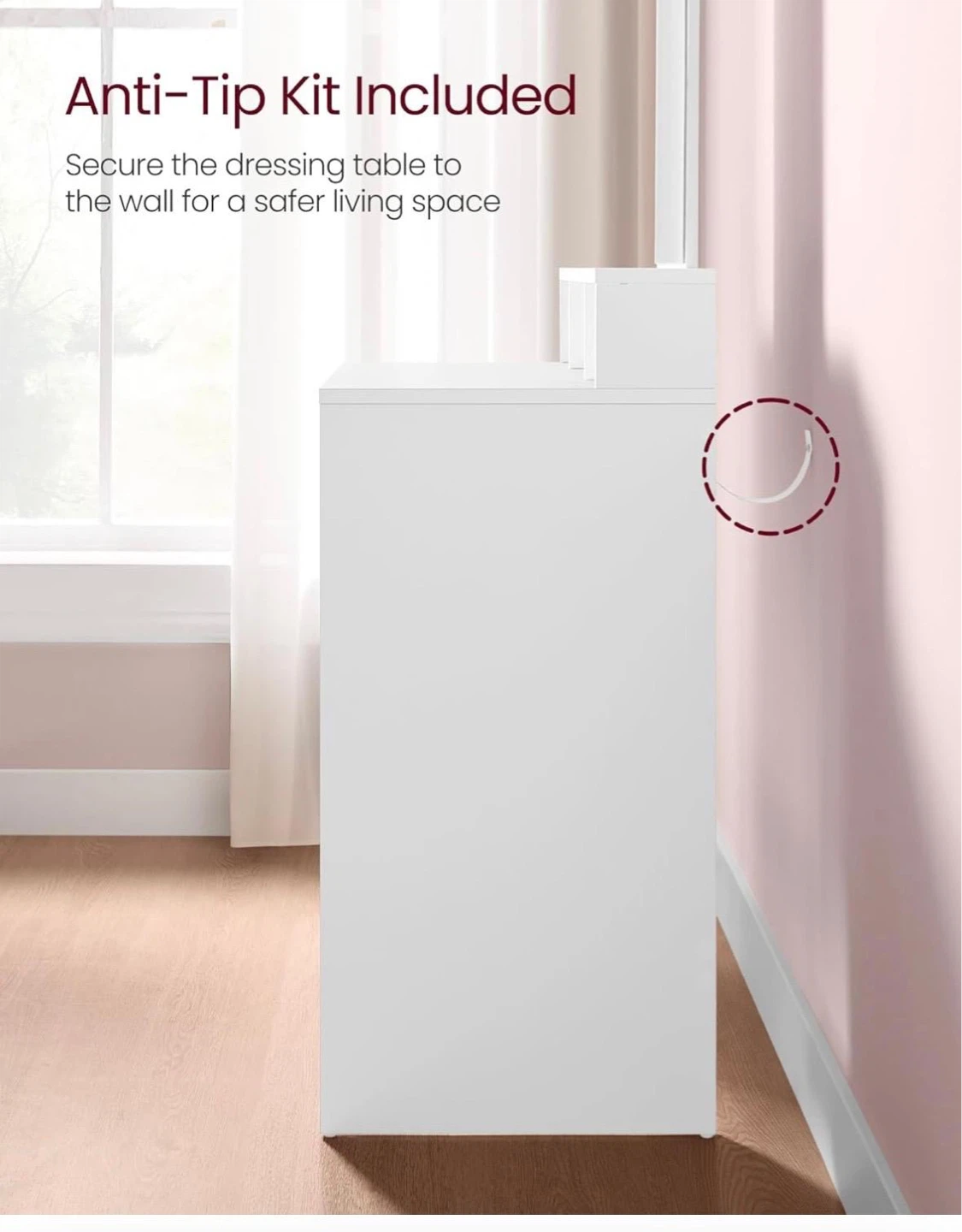 White Vanity Desk with Mirror and Drawers delivery available - photo 4