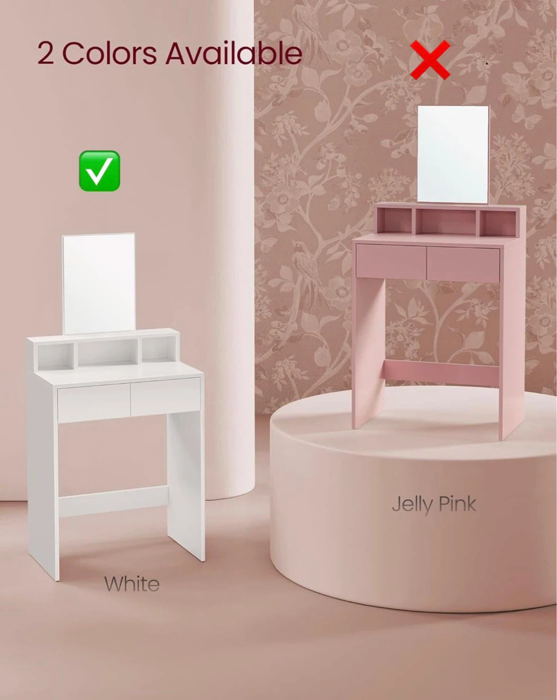 White Vanity Desk with Mirror and Drawers delivery available - photo 3