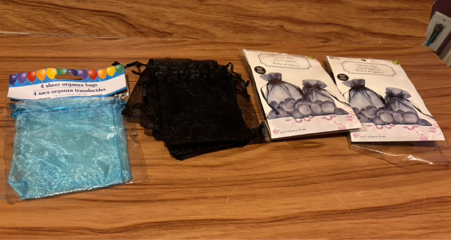 Brand New Organza Bags - Blue & Black