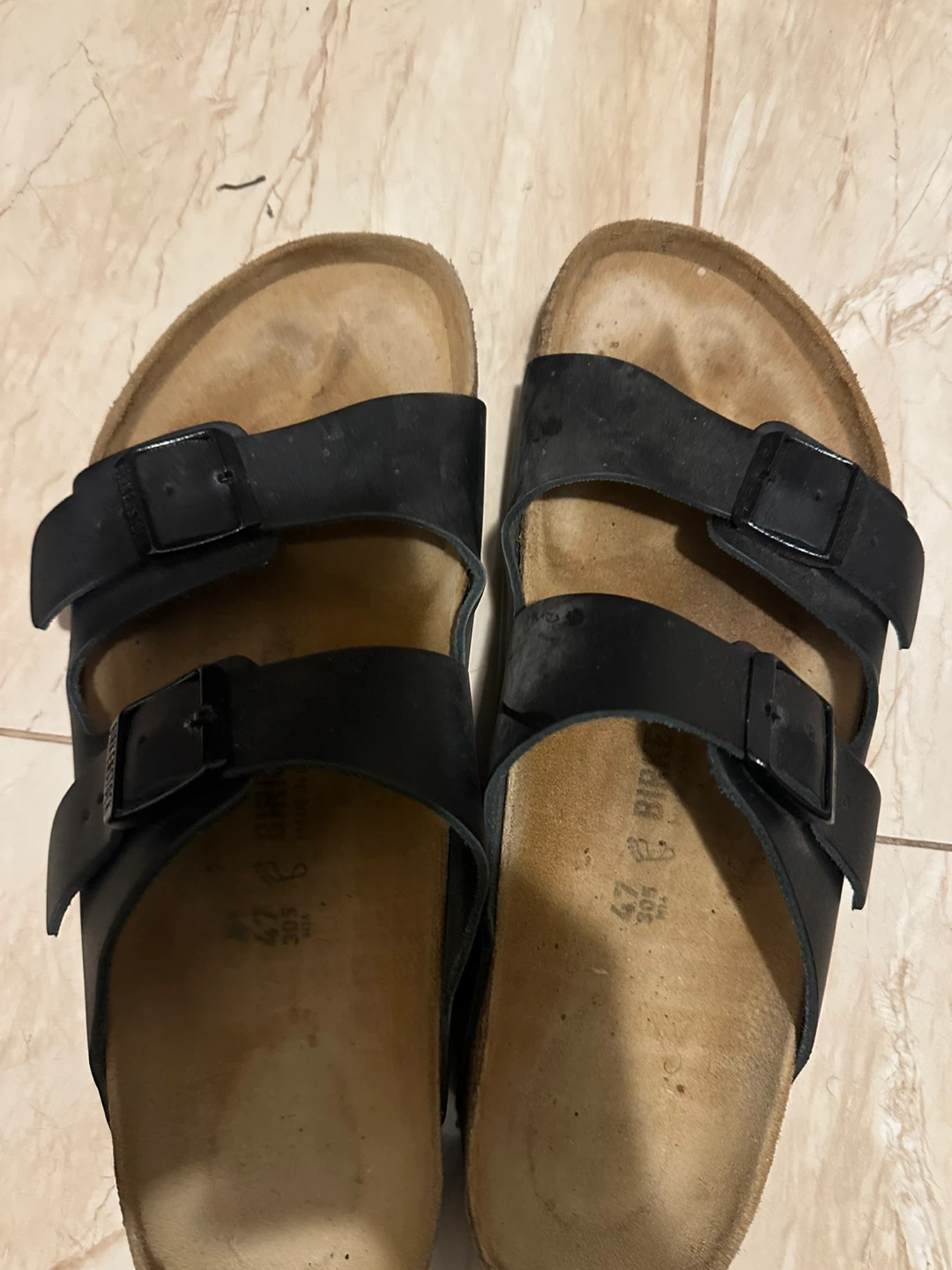 Birkenstock Arizona Sandals Black Leather Size 47 - photo 2